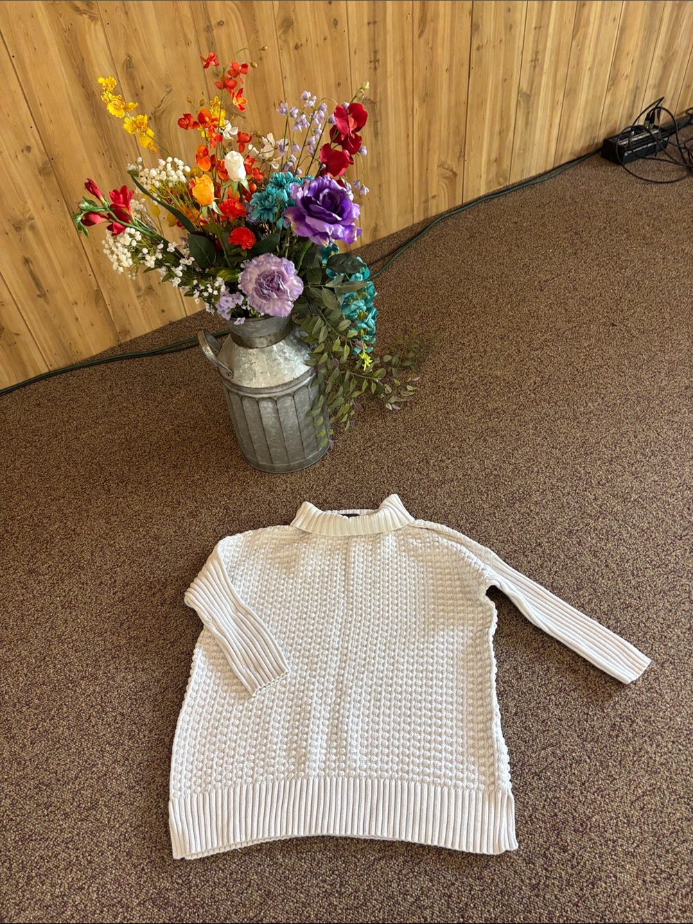 French Connection Cream Cable-Knit Women's Sweater - Size Small